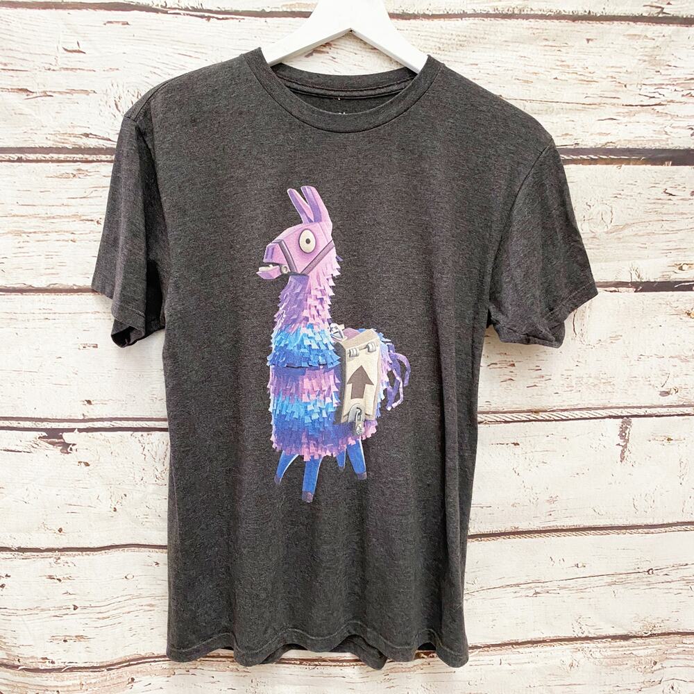 TEEPUBLIC Fortnite Llama Graphic Tee Mens Size Medium Black Gaming Shirt
